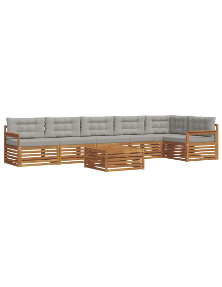 Set di divani con cuscino 7 pcs Grigio Naturale e Chiaro