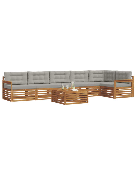 Set di divani con cuscino 7 pcs Grigio Naturale e Chiaro