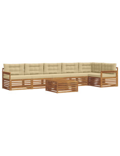 Set di divani con cuscino 7 pcs Naturale e Beige 2