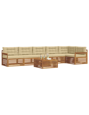Set di divani con cuscino 7 pcs Naturale e Beige