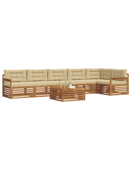 Set di divani con cuscino 7 pcs Naturale e Beige