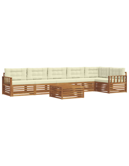 Set di divani con cuscino 7 pcs Naturale e Crema