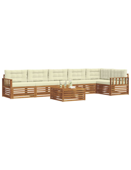Set di divani con cuscino 7 pcs Naturale e Crema
