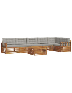 Set di divani con cuscino 7 pcs Grigio Naturale e Chiaro 2
