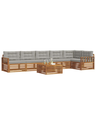 Set di divani con cuscino 7 pcs Grigio Naturale e Chiaro