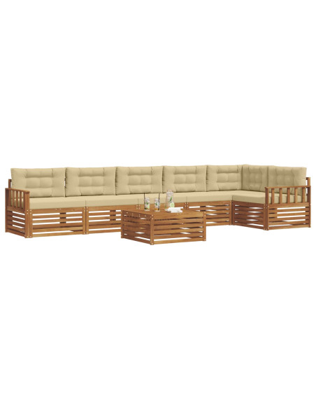 Set di divani con cuscino 7 pcs Naturale e Beige