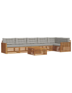 Set di divani con cuscino 7 pcs Grigio Naturale e Chiaro 2