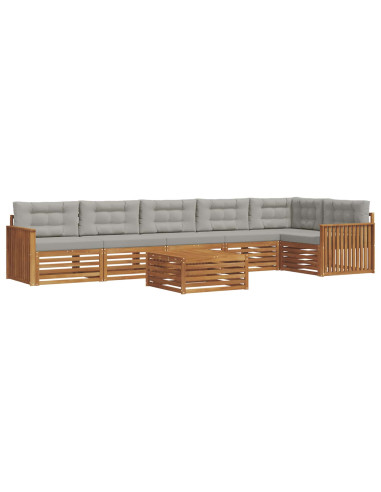Set di divani con cuscino 7 pcs Grigio Naturale e Chiaro