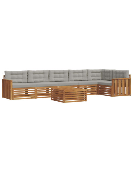 Set di divani con cuscino 7 pcs Grigio Naturale e Chiaro