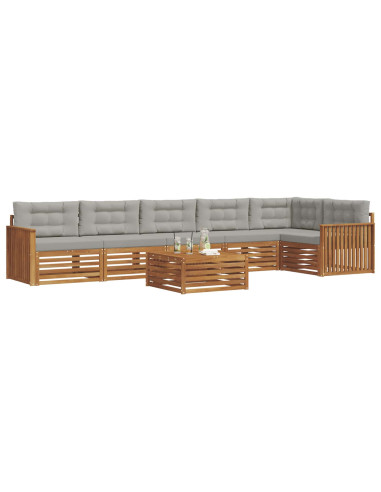 Set di divani con cuscino 7 pcs Grigio Naturale e Chiaro