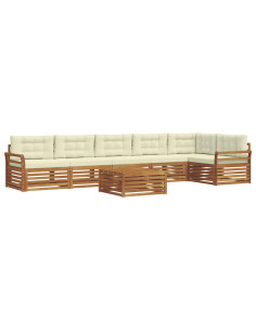 Set di divani con cuscino 7 pcs Naturale e Crema 2