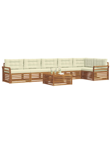 Set di divani con cuscino 7 pcs Naturale e Crema