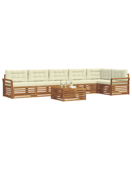 Set di divani con cuscino 7 pcs Naturale e Crema