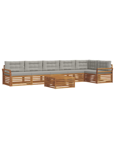Set di divani con cuscino 7 pcs Grigio Naturale e Chiaro