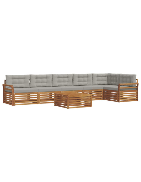 Set di divani con cuscino 7 pcs Grigio Naturale e Chiaro
