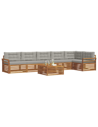 Set di divani con cuscino 7 pcs Grigio Naturale e Chiaro