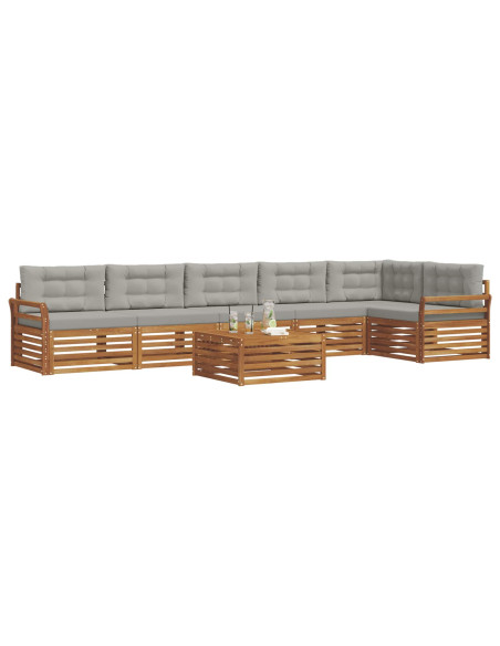 Set di divani con cuscino 7 pcs Grigio Naturale e Chiaro
