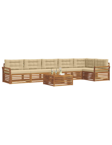 Set di divani con cuscino 7 pcs Naturale e Beige