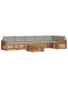Set di divani con cuscino 7 pcs Grigio Naturale e Chiaro 2