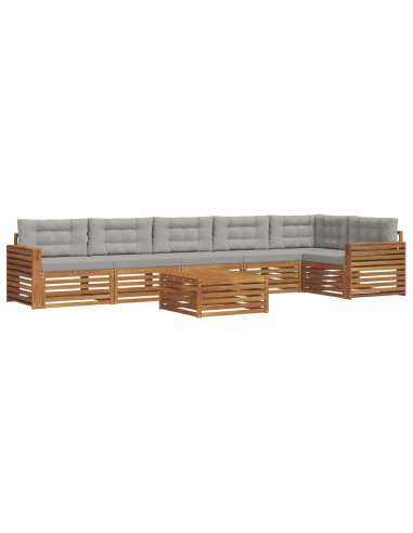 Set di divani con cuscino 7 pcs Grigio Naturale e Chiaro