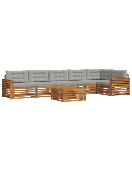 Set di divani con cuscino 7 pcs Grigio Naturale e Chiaro