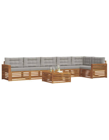 Set di divani con cuscino 7 pcs Grigio Naturale e Chiaro