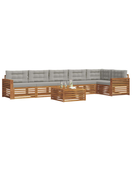 Set di divani con cuscino 7 pcs Grigio Naturale e Chiaro