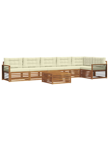 Set di divani con cuscino 7 pcs Naturale e Crema