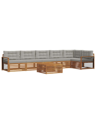 Set di divani con cuscino 7 pcs Grigio Naturale e Chiaro