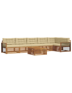 Set di divani con cuscino 7 pcs Naturale e Beige 2