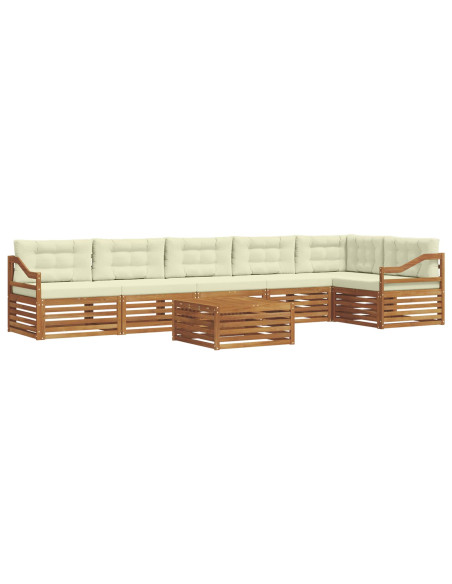 Set di divani con cuscino 7 pcs Naturale e Crema