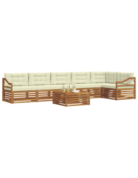 Set di divani con cuscino 7 pcs Naturale e Crema