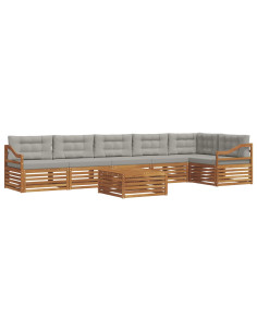 Set di divani con cuscino 7 pcs Grigio Naturale e Chiaro 2