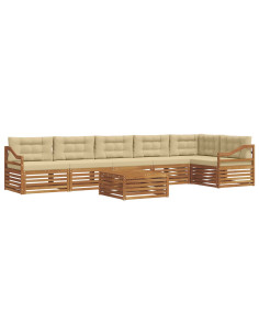 Set di divani con cuscino 7 pcs Naturale e Beige 2