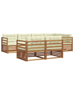 Set di divani con cuscino 7 pcs Naturale e Crema 2