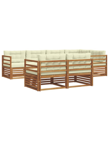 Set di divani con cuscino 7 pcs Naturale e Crema