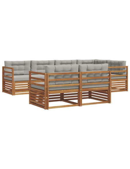Set di divani con cuscino 22 pcs Grigio Naturale e Chiaro