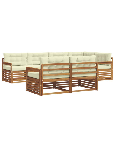 Set di divani con cuscino 7 pcs Naturale e Crema