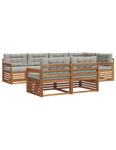 Set di divani con cuscino 22 pcs Grigio Naturale e Chiaro