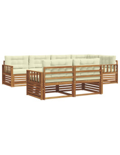 Set di divani con cuscino 7 pcs Naturale e Crema 2