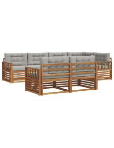 Set di divani con cuscino 22 pcs Grigio Naturale e Chiaro 2