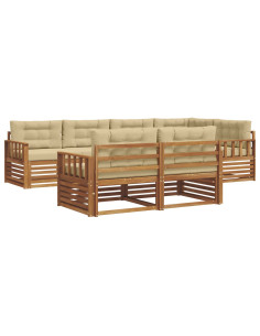 Set di divani con cuscino 7 pcs Naturale e Beige 2