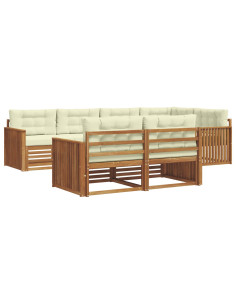 Set di divani con cuscino 7 pcs Naturale e Crema 2
