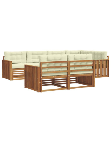 Set di divani con cuscino 7 pcs Naturale e Crema