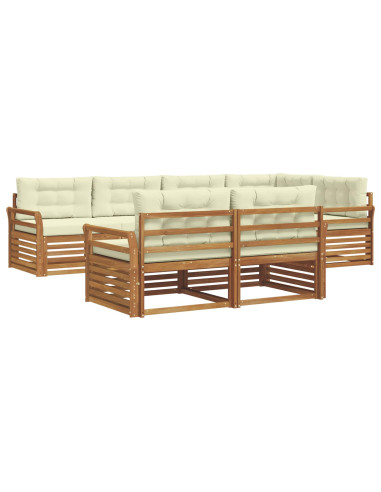 Set di divani con cuscino 7 pcs Naturale e Crema