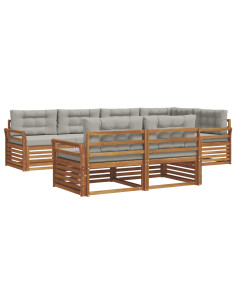 Set di divani con cuscino 22 pcs Grigio Naturale e Chiaro 2