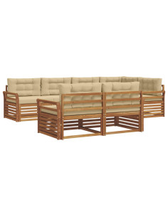 Set di divani con cuscino 7 pcs Naturale e Beige 2