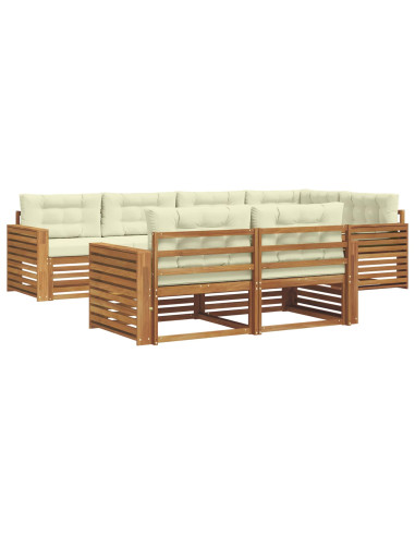 Set di divani con cuscino 7 pcs Naturale e Crema