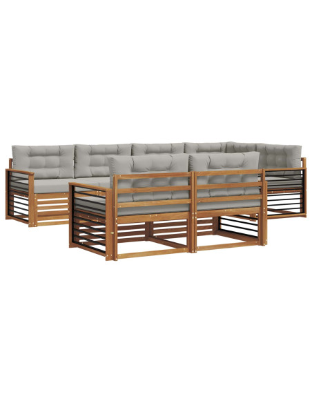 Set di divani con cuscino 22 pcs Grigio Naturale e Chiaro