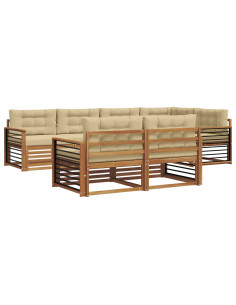 Set di divani con cuscino 7 pcs Naturale e Beige 2